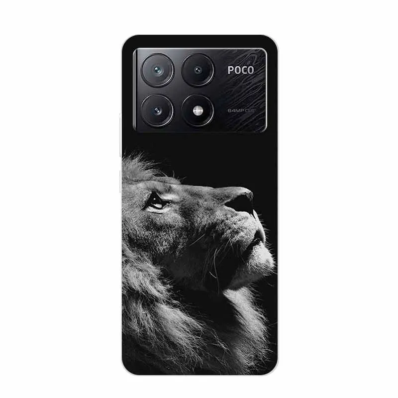 For Xiaomi Poco X6 Pro Phone Case Lion Wolf Tiger Clear Silicone Soft TPU Back Cover Case For Poco X6 Pro Case PocoX6 Pro K70e