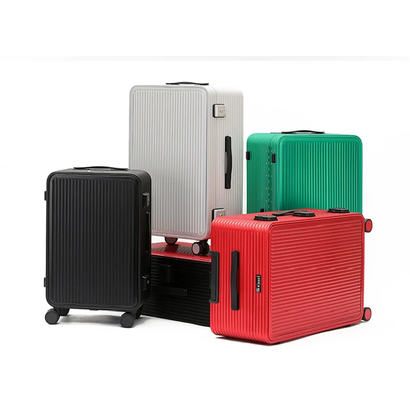 Imagem -02 - Alumínio Magnésio Alloy Bagagem Trolley Case Grande Capacidade Universal Roda Frente Abrir Malas de Viagem Senha Board Bag