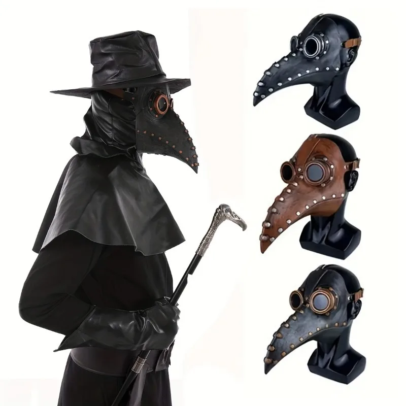 قناع منقار الطيور أصلي طبيب الطاعون Steampunk للهالوين إكسسوار تنكري من اللاتكس الطبيعي أزياء الهالوين للحفلات