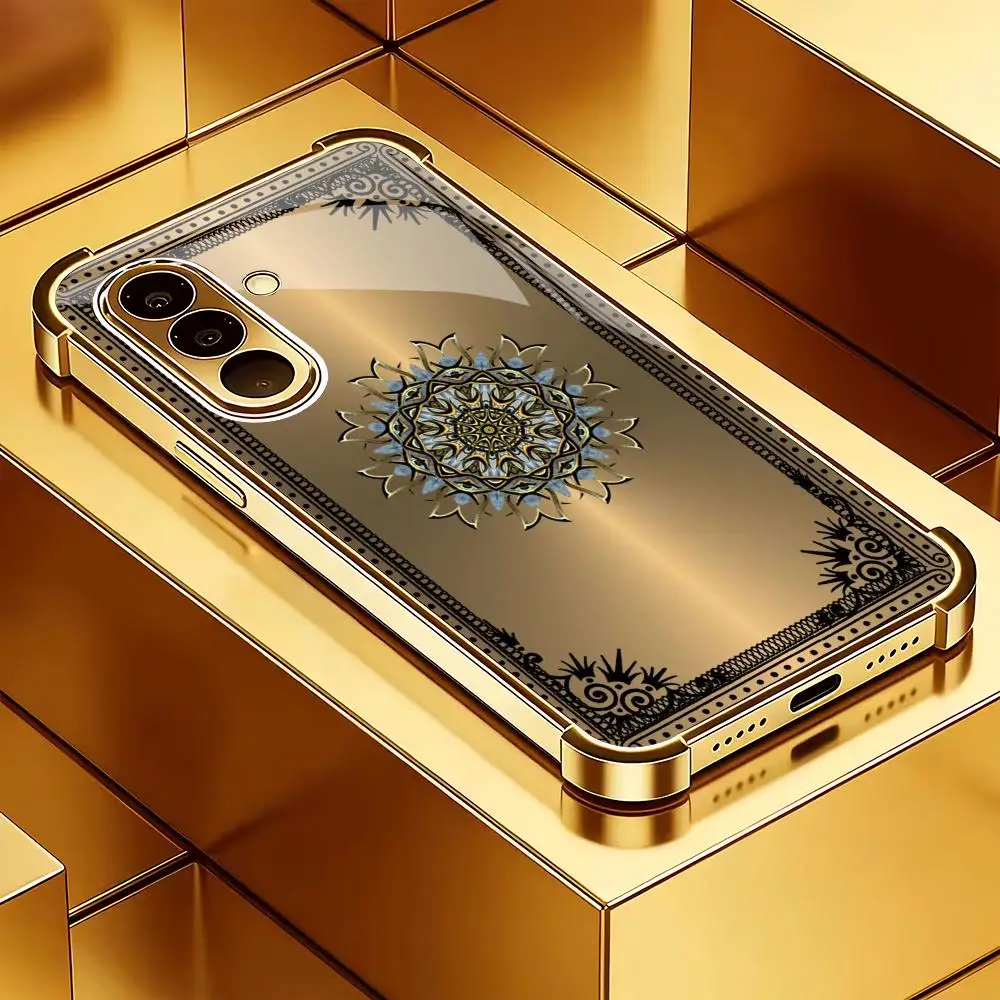 Electroplated Gold anti-drop glass Phone case for Samsung Galaxy S26 S25 S24 S23 S22 S21 S20 Plus/Ultra/FE
