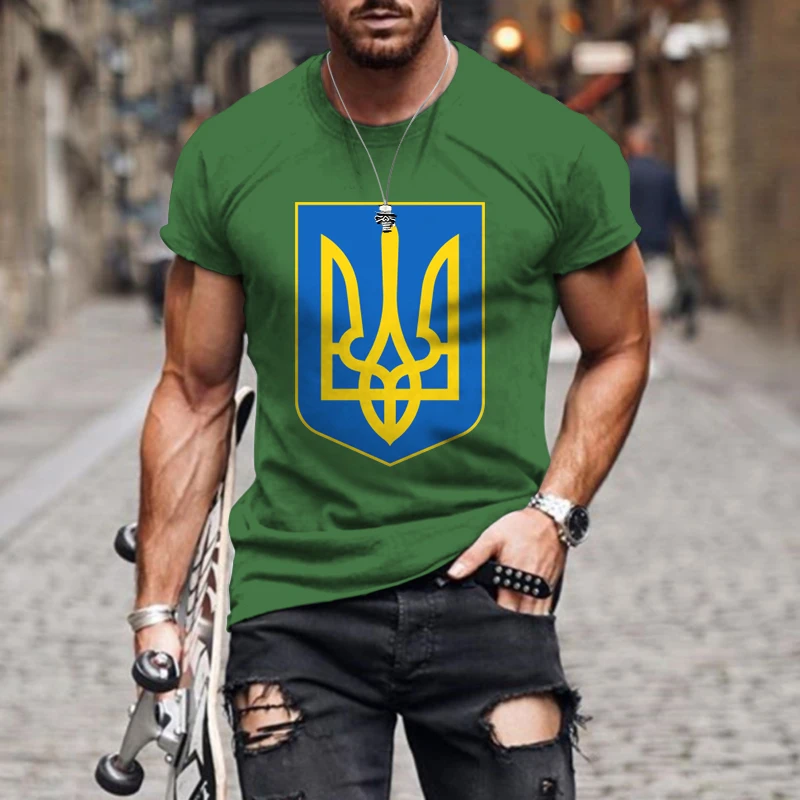 3D Print Ukrainian National Emblem T Shirt For Men Summer Vintage Casual O-neck Oversized Tees Tops Camisetas De Hombre