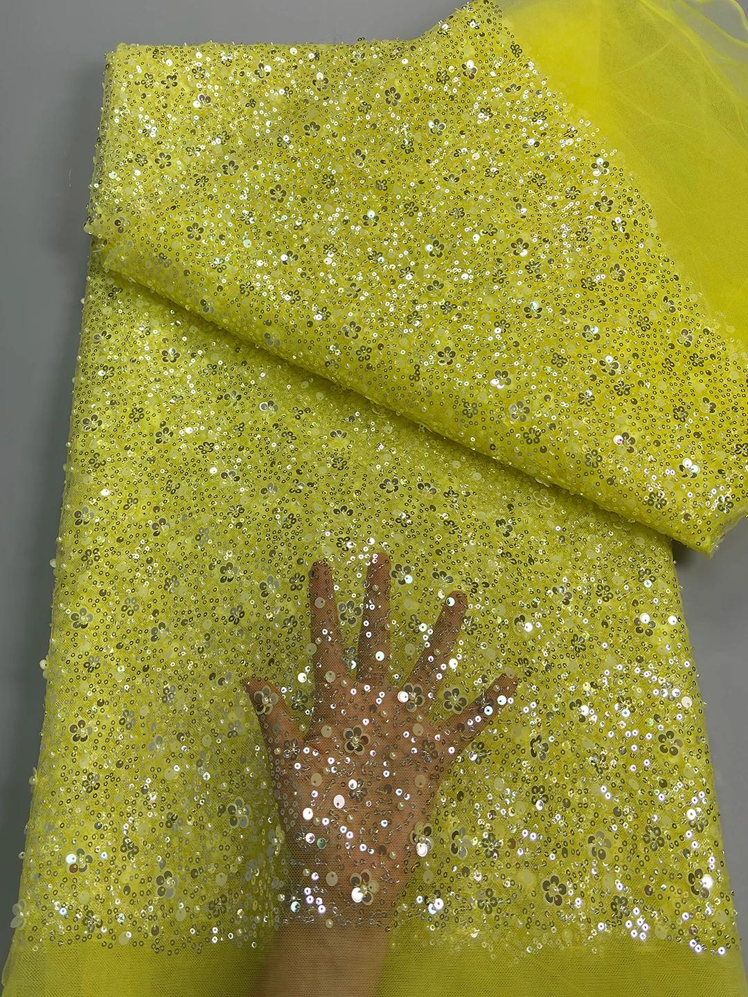 

Luxury Nigeria Sequins Beads Net Embroidery Lace Fabric African Mesh Lace Fabric 2026 Hight Quality French Tulle Lac For Dress