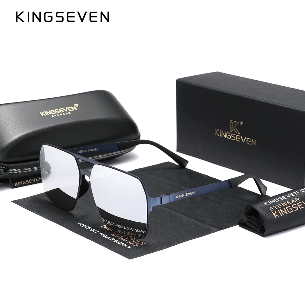 KINGSEVEN Polarized New Fishing Driving Men\'s Sunglasses Ultra Thin Temples Pilot Sun Glasses De Sol UV400