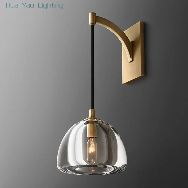 Commercial Lighting Hotel Lobby Corridor Crystal Wall Luxury Staircase Entrance Grand Restaurant Lighting All Copper Lamp Body