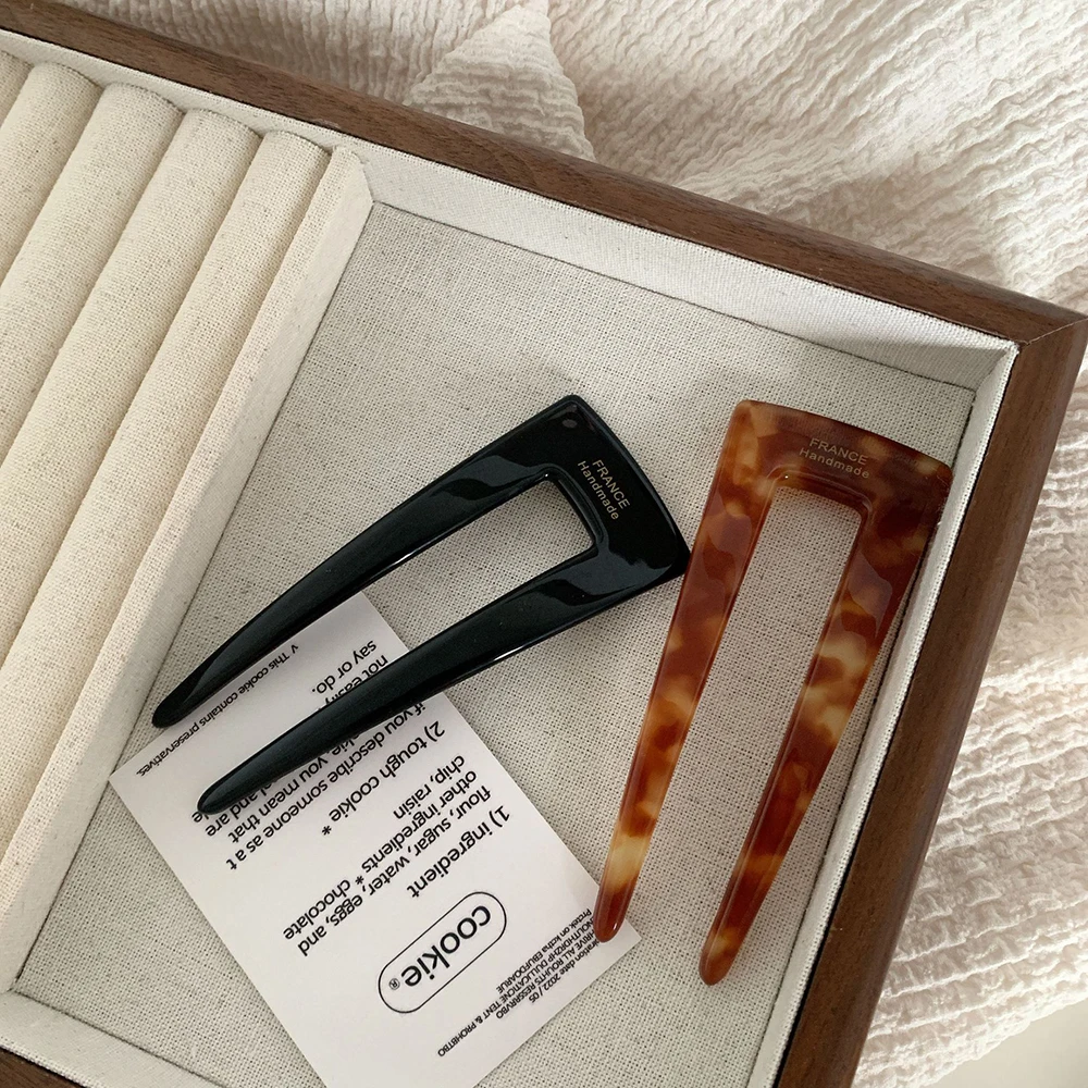 Fashion New 9.5CM Long U-shape Portable Marble Tortoise Shell Wide Tooth Acetate Hair Comb For Woman Girls