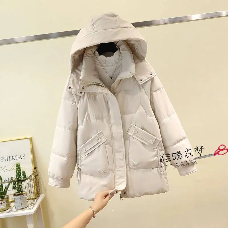 Down Cotton-padded Jacket Women's Long Section 2026 New Loose Explosion Cotton-padded Coat Winter Thickening Cotton-Padded Coat 2