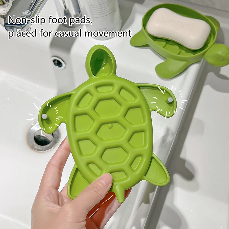 Caja de jabón de tortuga, soporte de jabón de drenaje, soporte de jabón de ducha, bandeja de placa de almacenamiento de esponja, suministros de baño, Gadge de baño
