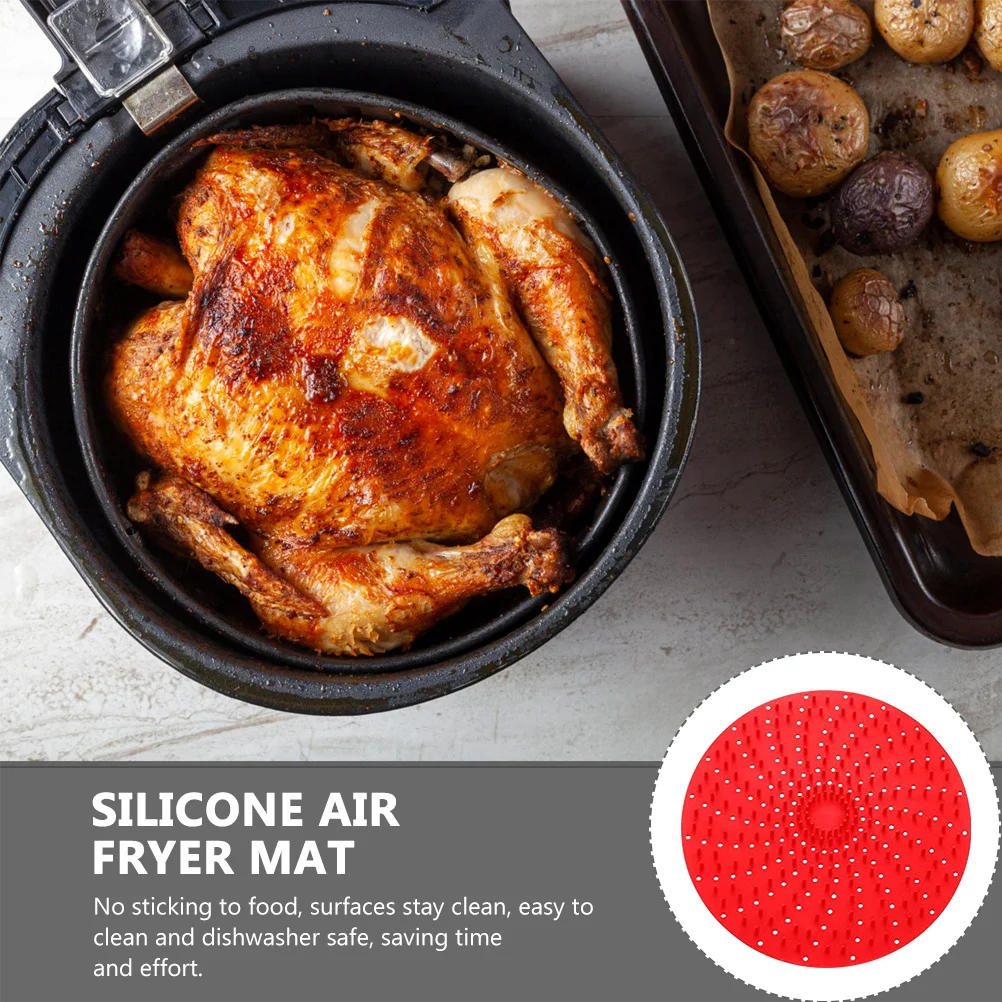 

2Pcs Silicone Air Fryer Mat Round Reusable Non-Stick Hollow Design Liner Baking Mat Food Grade Steamer Pad Kitchen Cushion