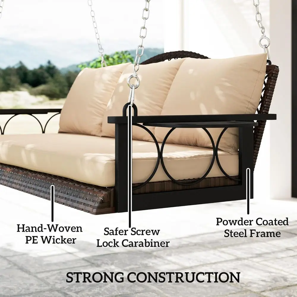 3-Person Wicker Porch Swing 2