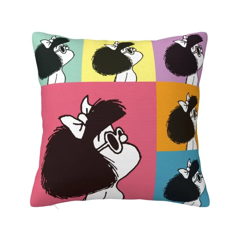 Custom Nordic Style Mafaldas Collage Manga Quino Comic Cushion Covers 45x45cm Soft Pillow Case for Sofa Car Square Pillowcase
