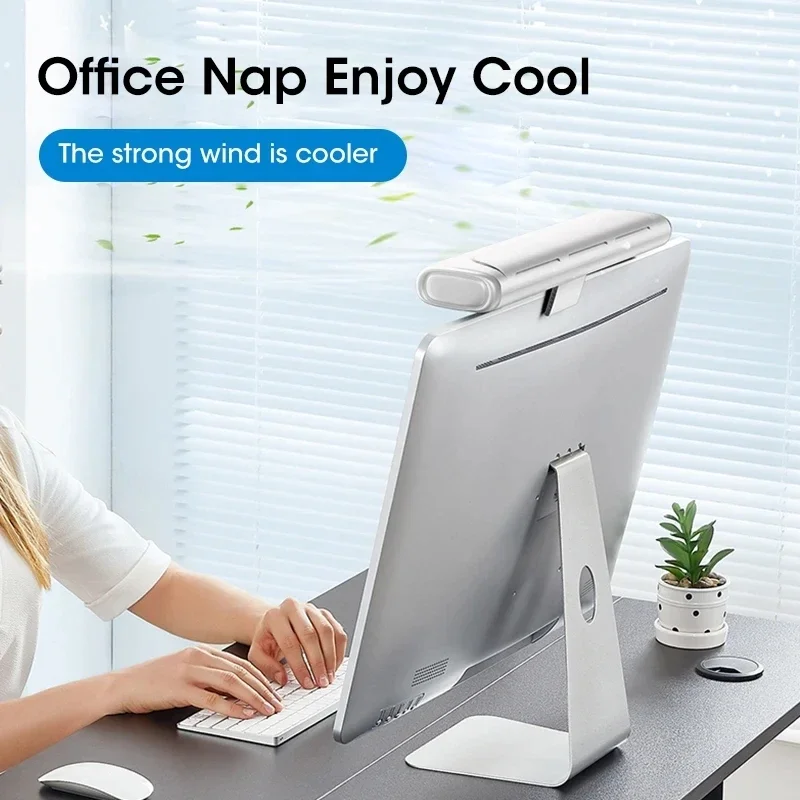 Portable Bed Fan Air Conditioner 5000mAh USB Rechargeable Electric Fan Hanging Screen Fan For Home Office Computer Monitor Desk