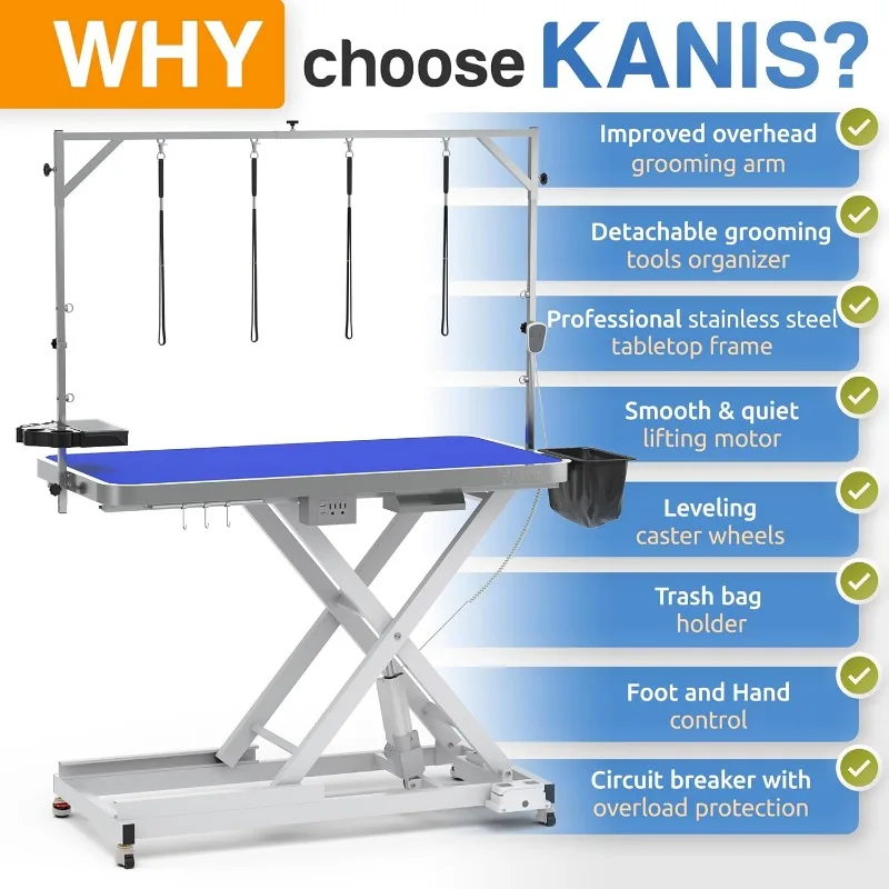 Table de toilettage électrique professionnelle pour chiens, table de toilettage réglable pour animaux de compagnie, roues tombantes, bras de toilettage pour chiens, livraison rapide, recommandé