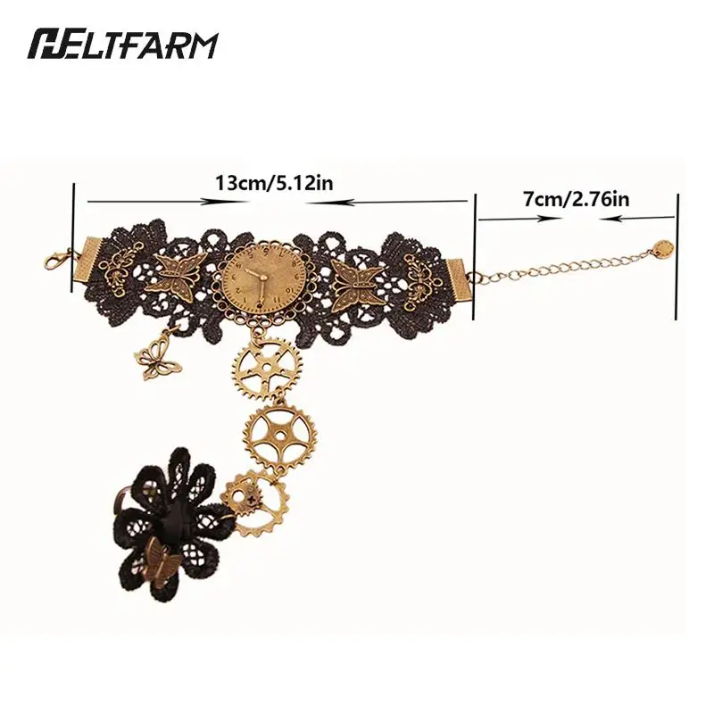 Women's Vintage Steampunk Gloves Wrist Cuff Gear Girls Jewelry Accessories Victorian Bracelets Costume Lace Handwear