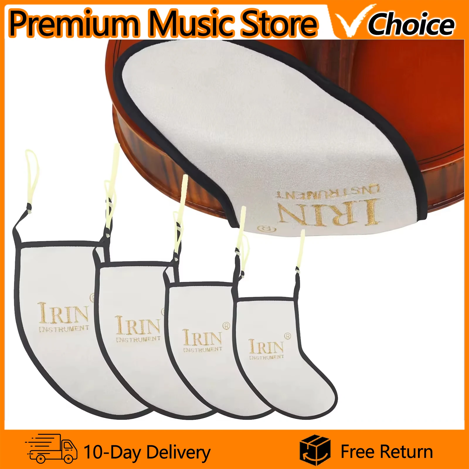 Soft Deerskin Velvet Violin Chinrest Pad Comfortable Cushion for 4/4 3/4 1/2 1/4 1/8 1/16 Violin Stress Relief Shoulder Rest