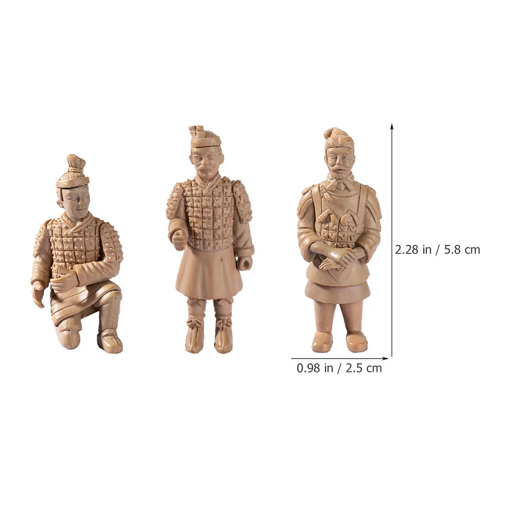 1Set Exquisite Retro Terracotta Soldier Desktop Decor PVC Indoor Tabletop Ornament Ancient China Theme Lucky Home Office Gift