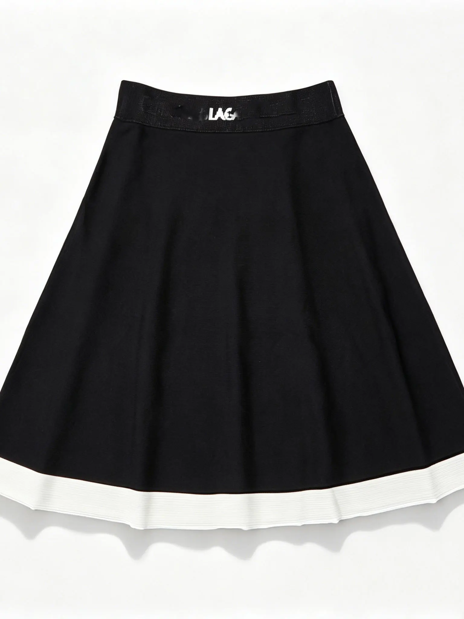 Elegant Mid-Thick Knitted Half Skirt with Color Block Waistband A-Line Summer New Style for Women Elastic Waist Skirts