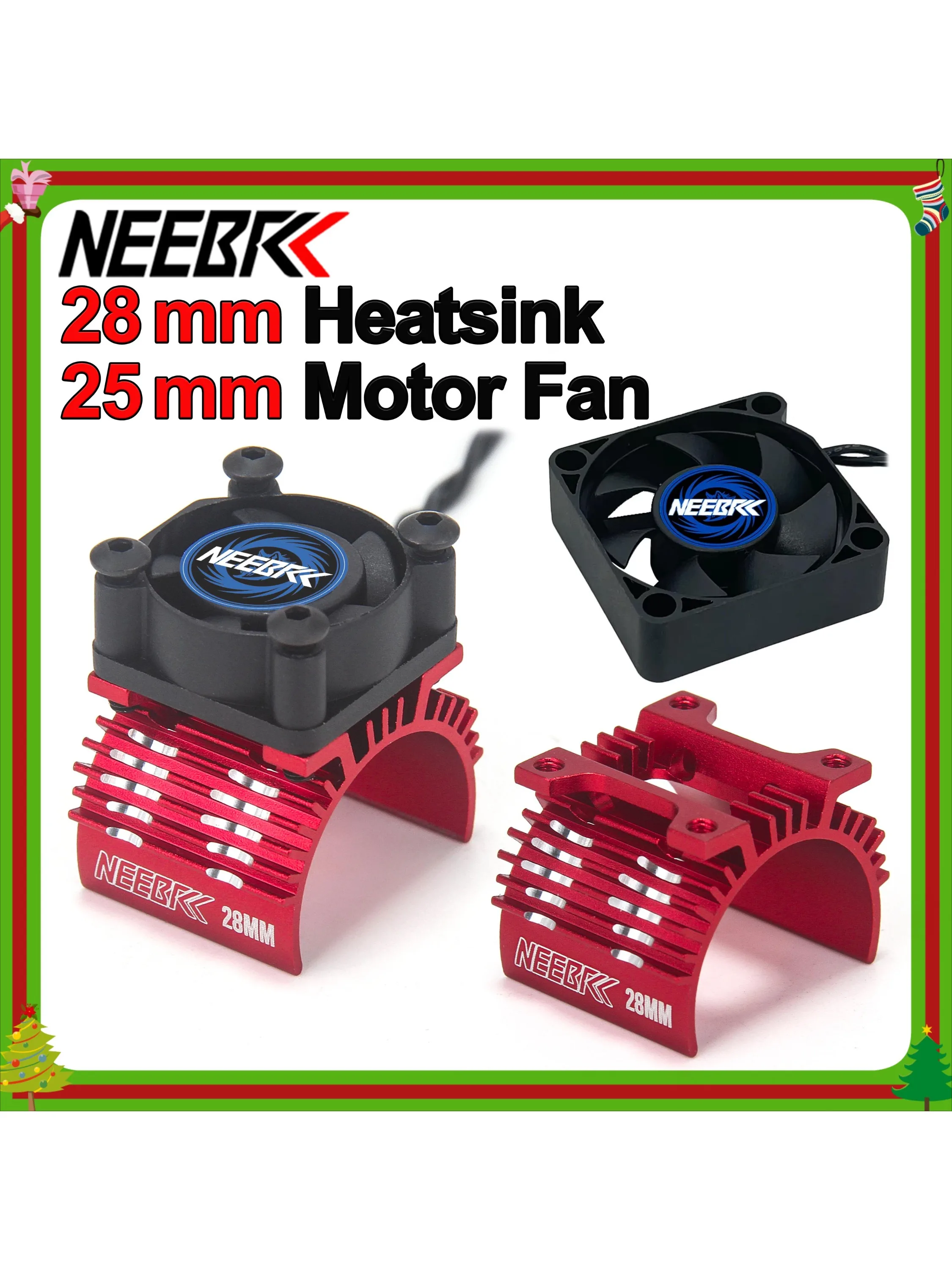NEEBRC 28MM Metall-Kühlkörper 25mm Motor-Kühlventilator 5-12V für 1/12 1/14 1/16 RC Auto 370 380 390 2838 2840 2847 Bürstenloser Motor