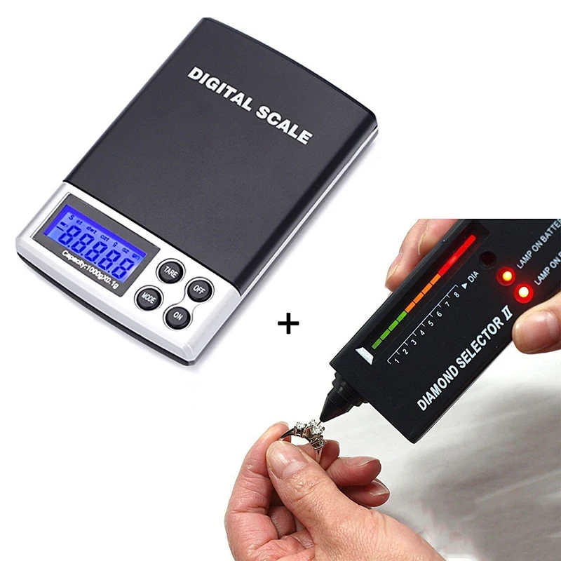 Digital Pocket Jewelry Scale + Portable Diamond Tester Selector Jeweler Tool Set