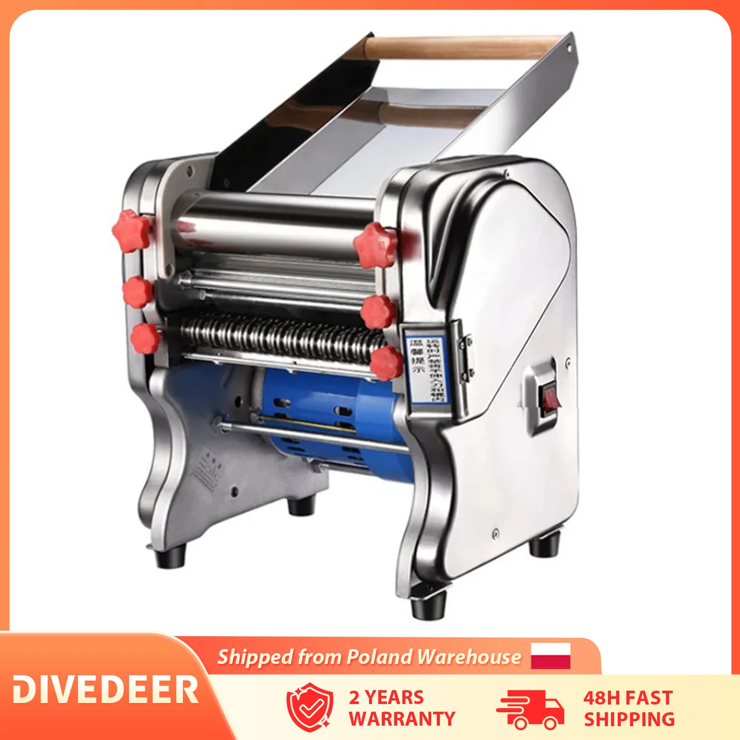DIVEDEER FKM-240 750W Machine de pressage de nouilles électrique commerciale fabricant de pâtes en acier inoxydable roulant de nouilles multifonctionnel