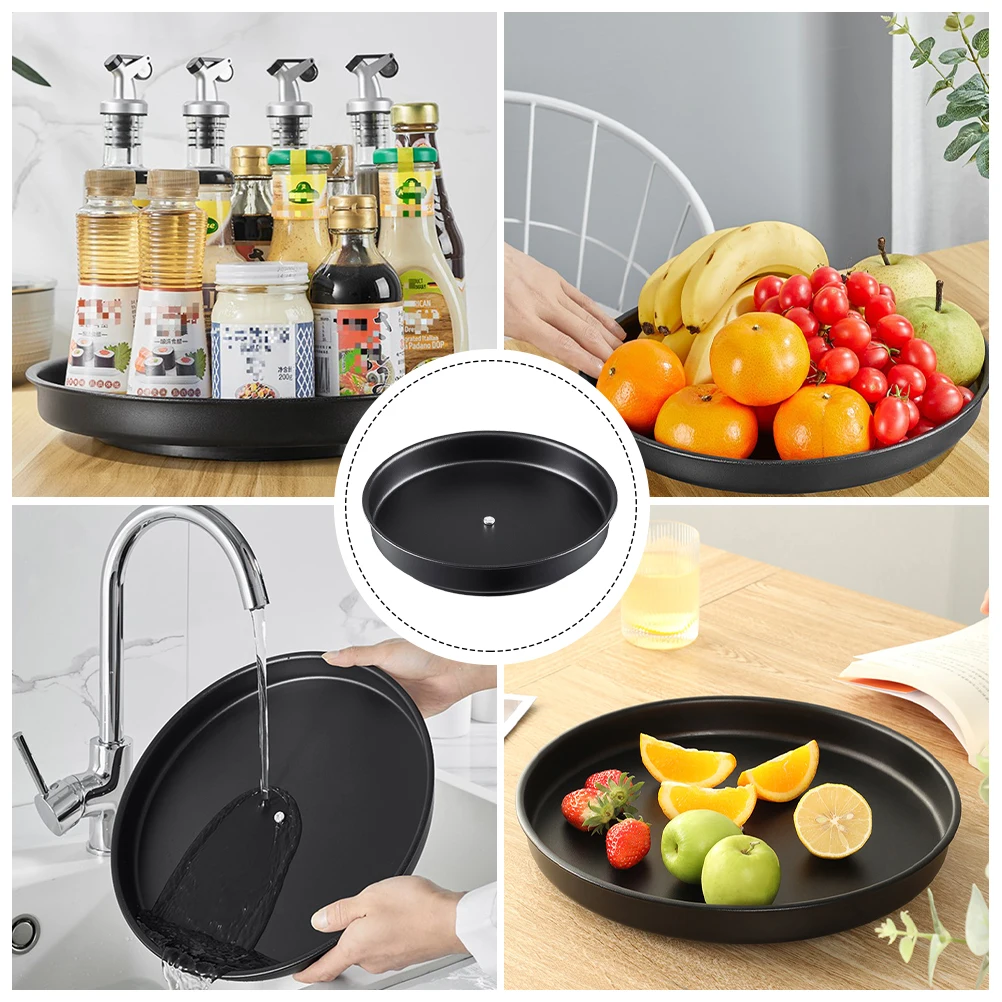 

Kitchen Seasoning Rack Stainless Steel Rotating Spice Bottle Holder Narrow Space Saving Round Tray Fruit Plate Storage
