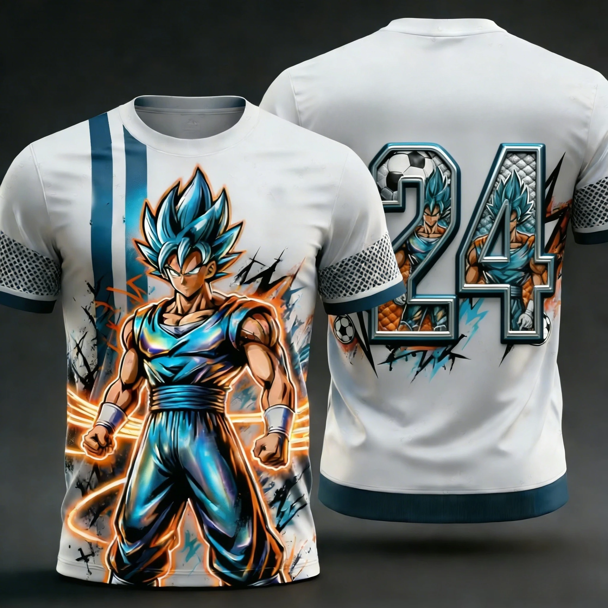 

2026 Summer New Adult Men's Dragon Ball Goku 3D Printed Special Football Jersey Numbers 21 To 30 Kids Anime T-Shirt Unisex Y2k