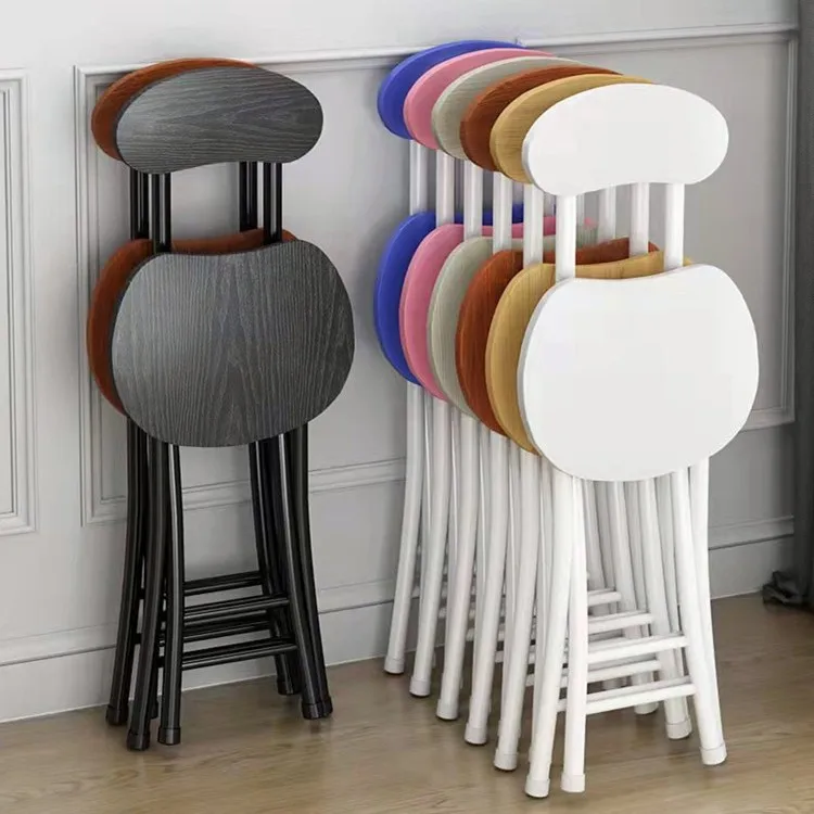 Hot Selling Modern Design Folding Metal Chairs Thickened Stools Backrest for Restaurant Dining Home Living Room Furniture