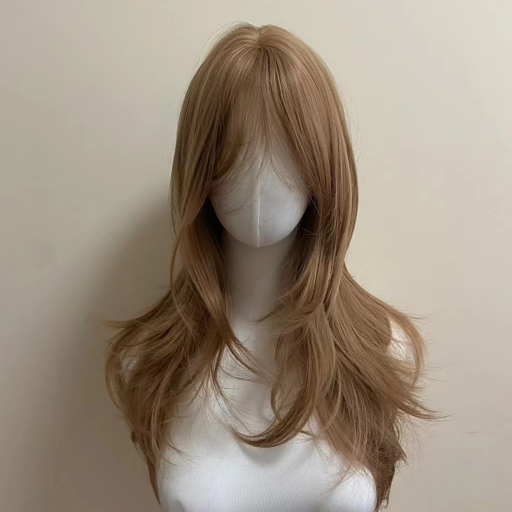 Ashley Dunkellila Perücke, weiblich, 55,9 cm langes Haar, Vorhang, Pony, geschichtet, Natur, glattes Haar, Cosplay, synthetische Perücken, Lolita Perruque – Detail 8