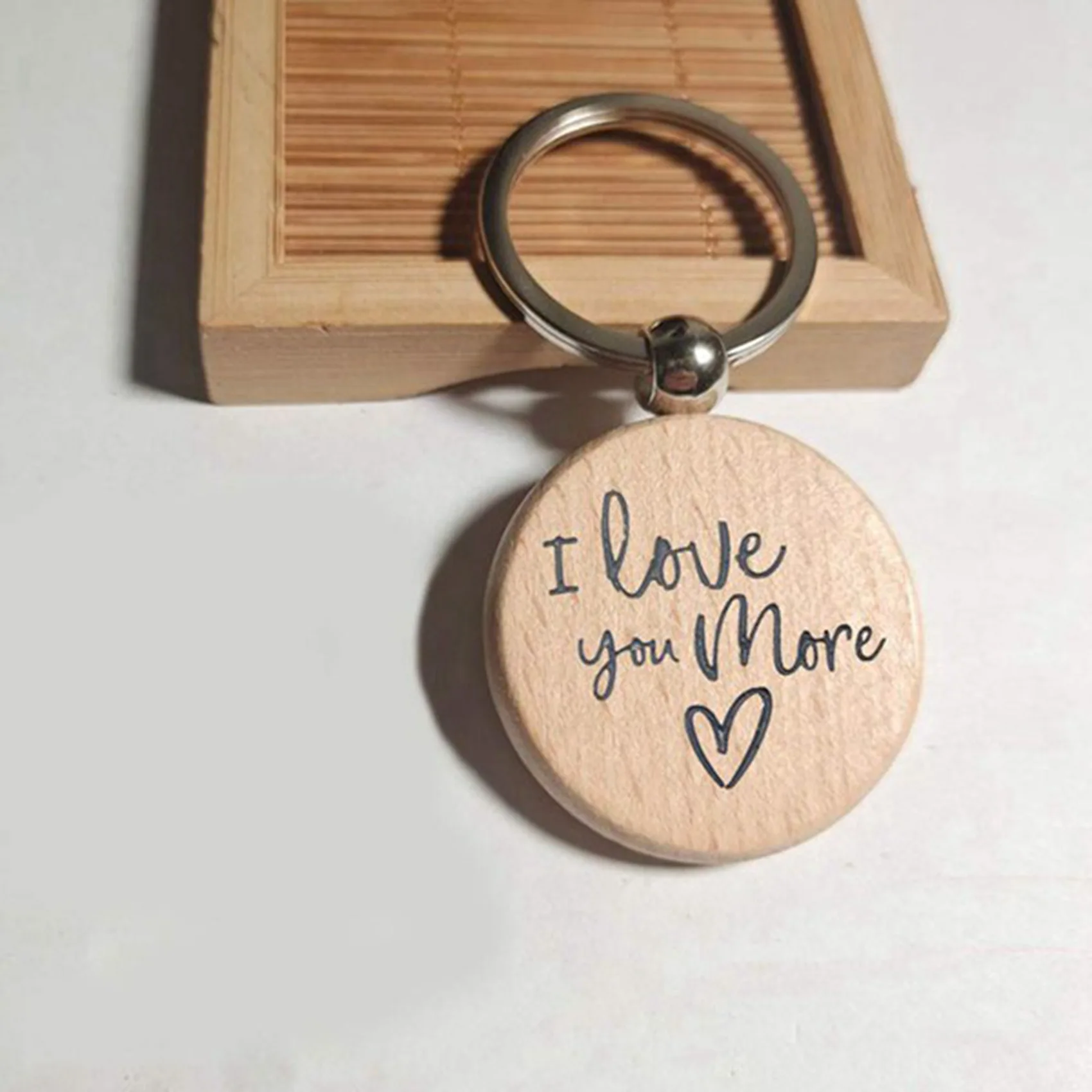 ABKP-80Pcs Blank Round Wooden Key Chain Diy Wood Keychains Key Tags Can Engrave Diy Gifts
