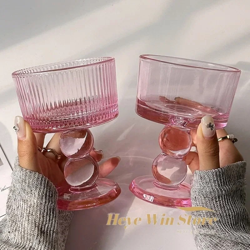 Vasos de polvo de chica medieval rosa, copas de whisky, copas vintage, copas de postre, vaso para beber jugo, cócteles