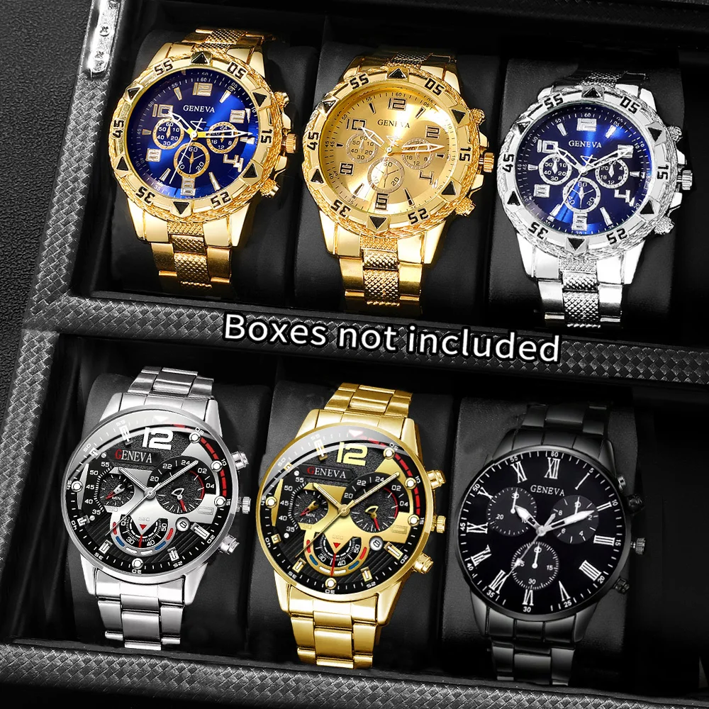 Luxury Watch Under 20000 - 6피스 남성용 프리미엄 시계 세트, 비즈니스