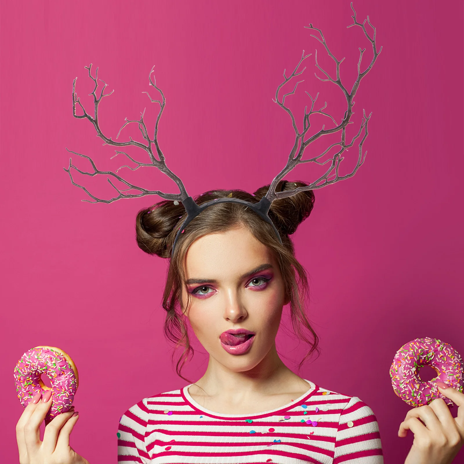 

Reindeer Antler Headband Xmas Party Cosplay Headdress Festive Hair Decor for Women Girls Holiday Costume Accessory