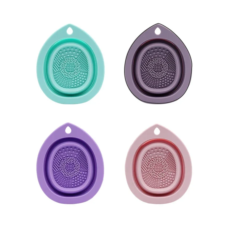 Silicone Makeup Brush Cleaner Foldable Cosmetic Brush Cleaning Bowl Powder Puff Beauty Sponge Washing Mat Brushes Scrubber Pad