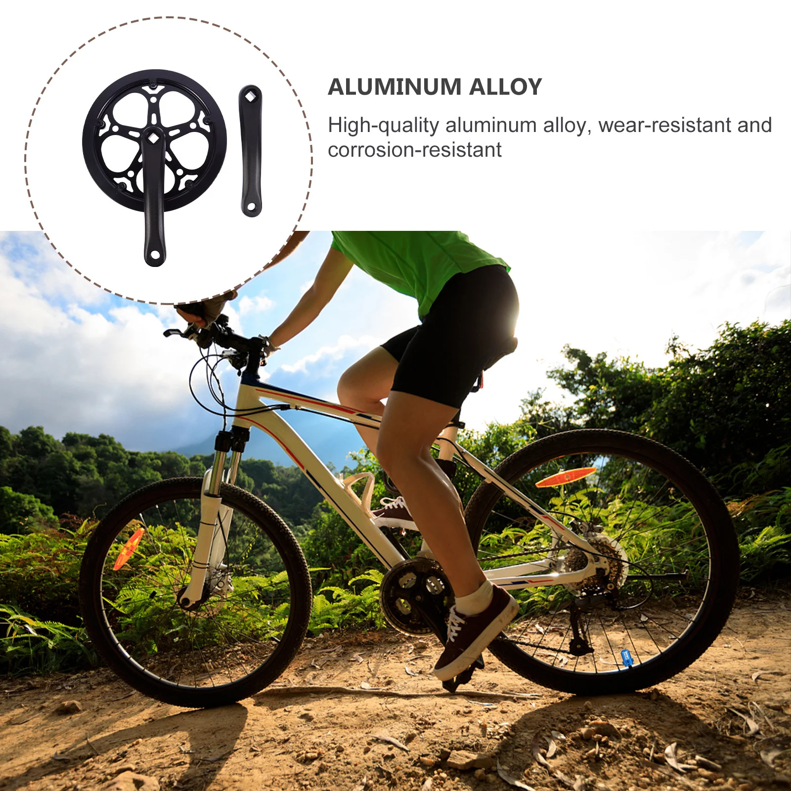 

1Set Chainwheel Sprocket Gear 170Mm Single Ring Bike Crankset Kit Black Metal Mountain Bicycle Replacement Accessories