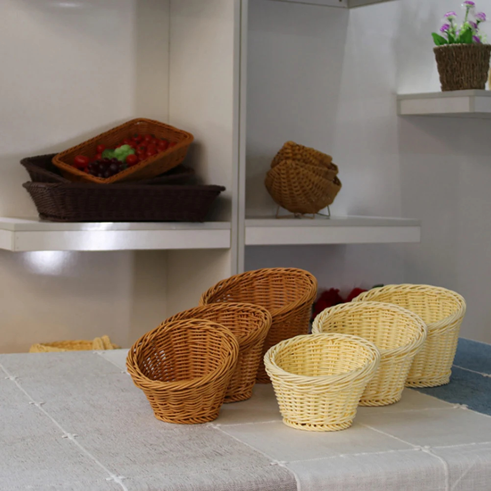 

Simulated Rattan Braided Basket Storage Vegetable Fruit Container Plastic Suitable Home Party Banquet Gift
