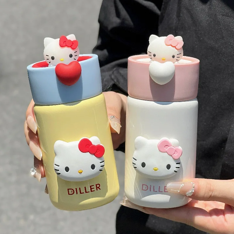 Sanrio Anime Peripheral Hello Kitty Thermos Portable Tea Separator Water Cup Cute Cartoon Mini Compact Girl High Looks Water Cup