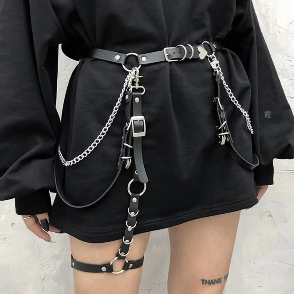 

Women Casual Nightclub Ladies Dress Cummerbands Waist Chain Heart Punk Waistband Hip Hop Rock Belt