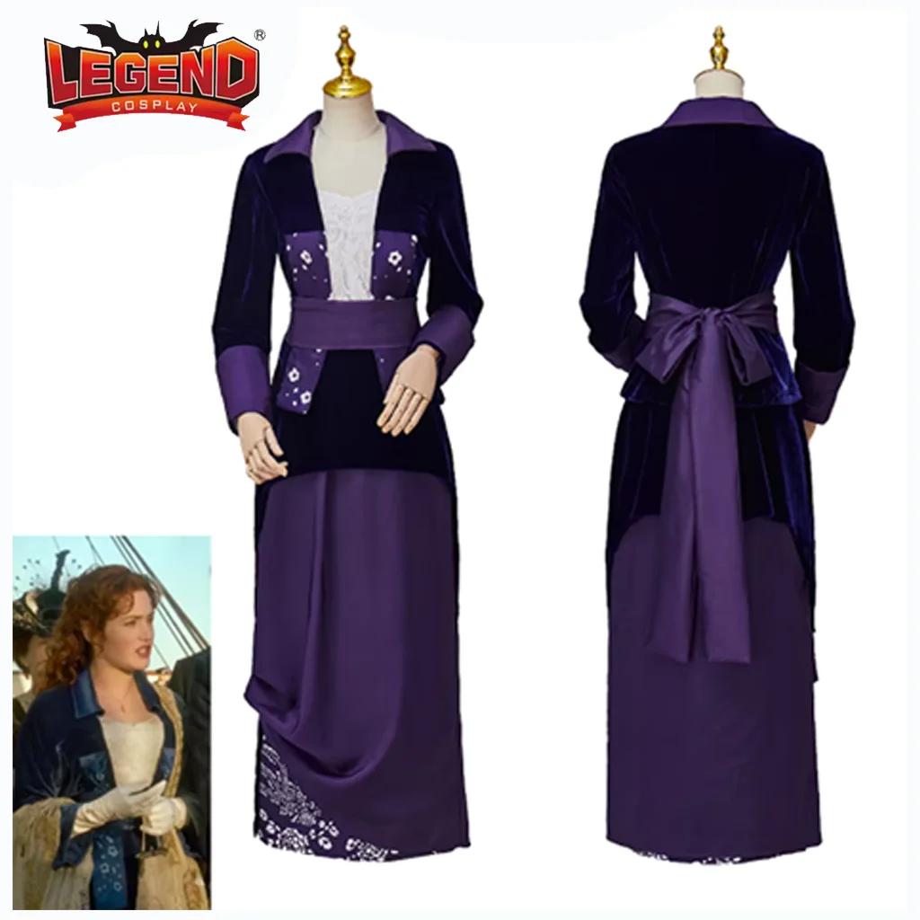 

Titanic Rose DeWitt Bukater Cosplay Costume Rose Dawson Titanic Purple Gown Ball Rose Flying Outfit Kate Halloween Carnival Suit