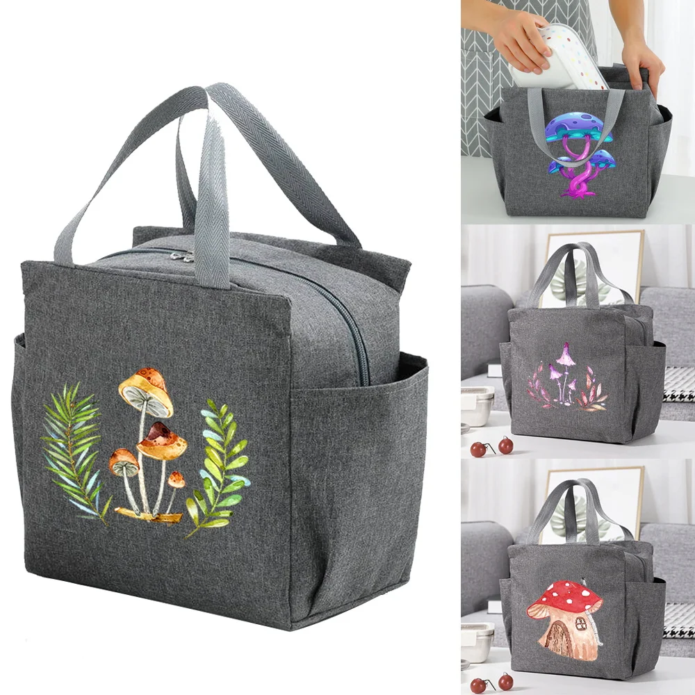 

Large Capacity Insulated Lunch Bags Mushroom Series Printed Cooler Bag Portable Lunch Box Multifunction Picnic Thermal Food Pack