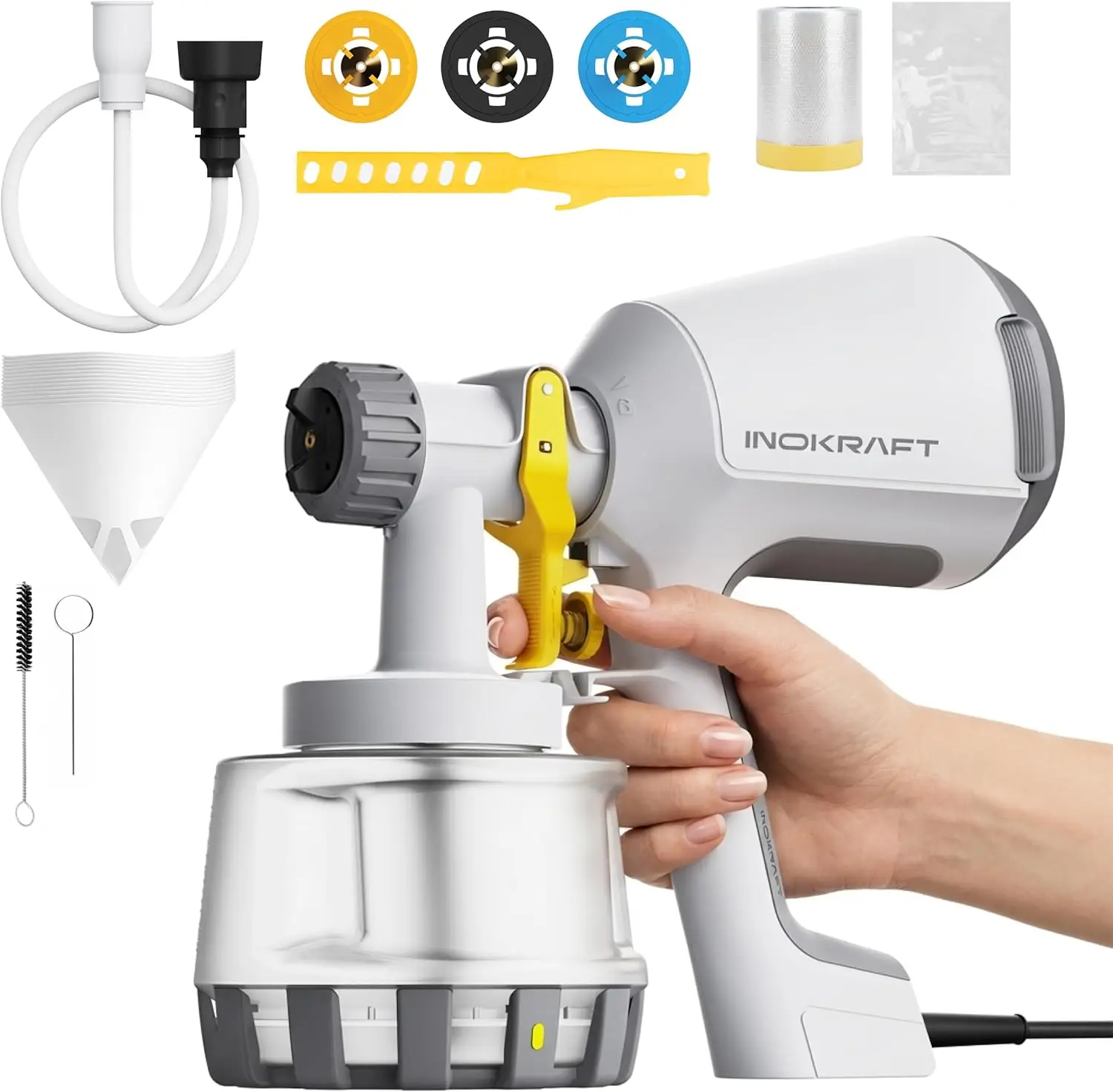 

Paint Sprayer HVLP Sprayer Includes Three Patterns Full Cleaning Kit For House Furniture Cabinets Works With Stains Latex Paints