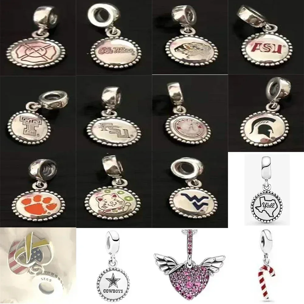 

2021 NEW 100% 925 Sterling Silver English Alphabet Dangle Pendant Fit DIY Women Bracelet Necklace Original Fashion Jewelry Gift