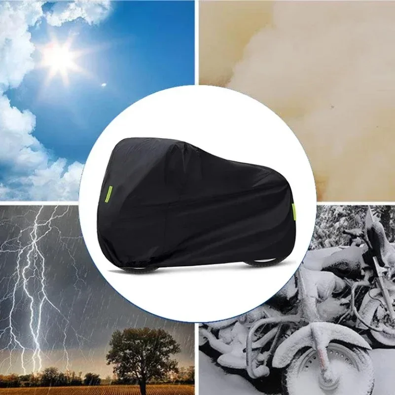 M-3XL Motorcycle Indoor Outdoor UV Protector Scooter All Season Waterproof Bike Rain Dustproof Cover 190T Universal