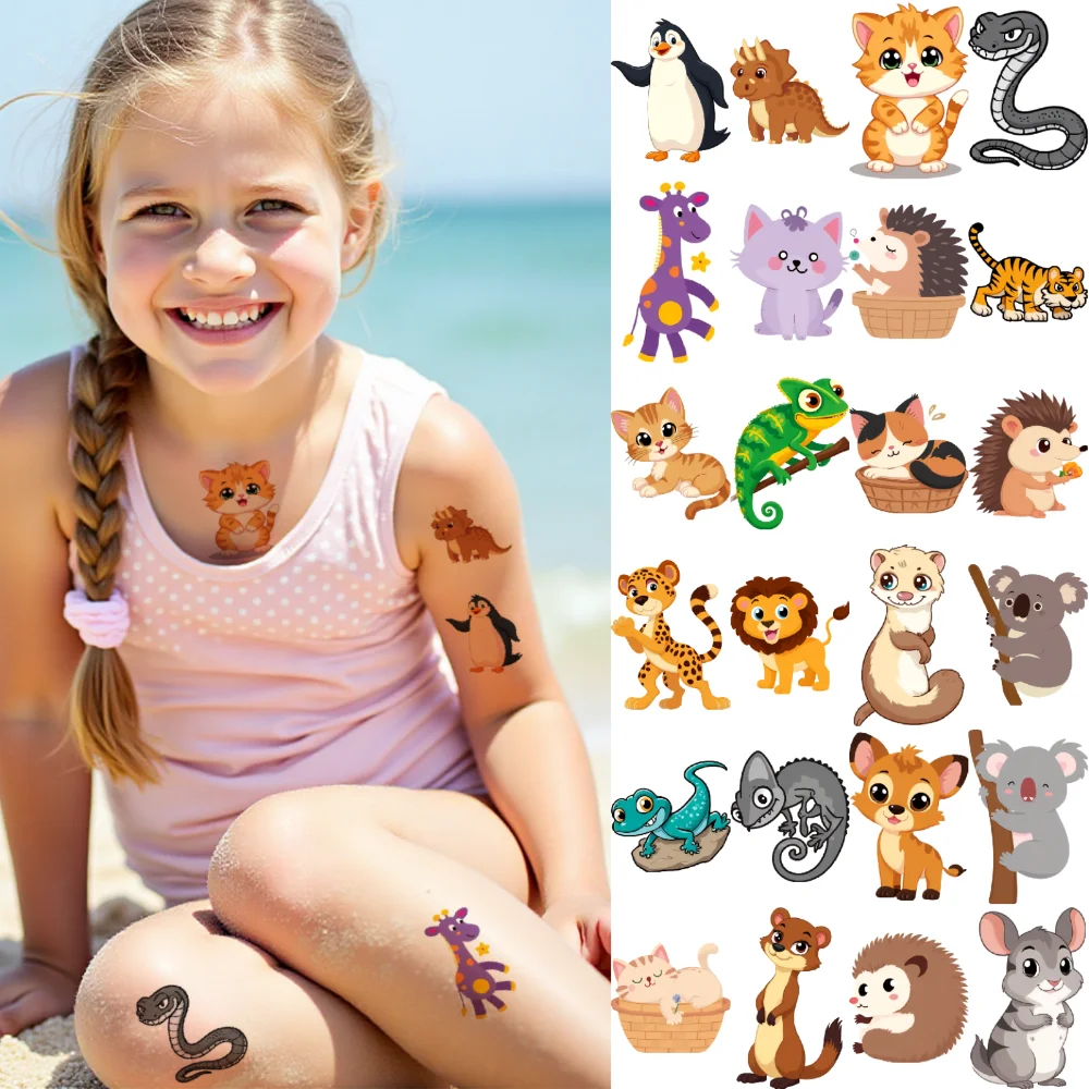 

54pcs Temporary Tattoo Cartoon Panda Lion Mouse For Shoulders Boys Arms