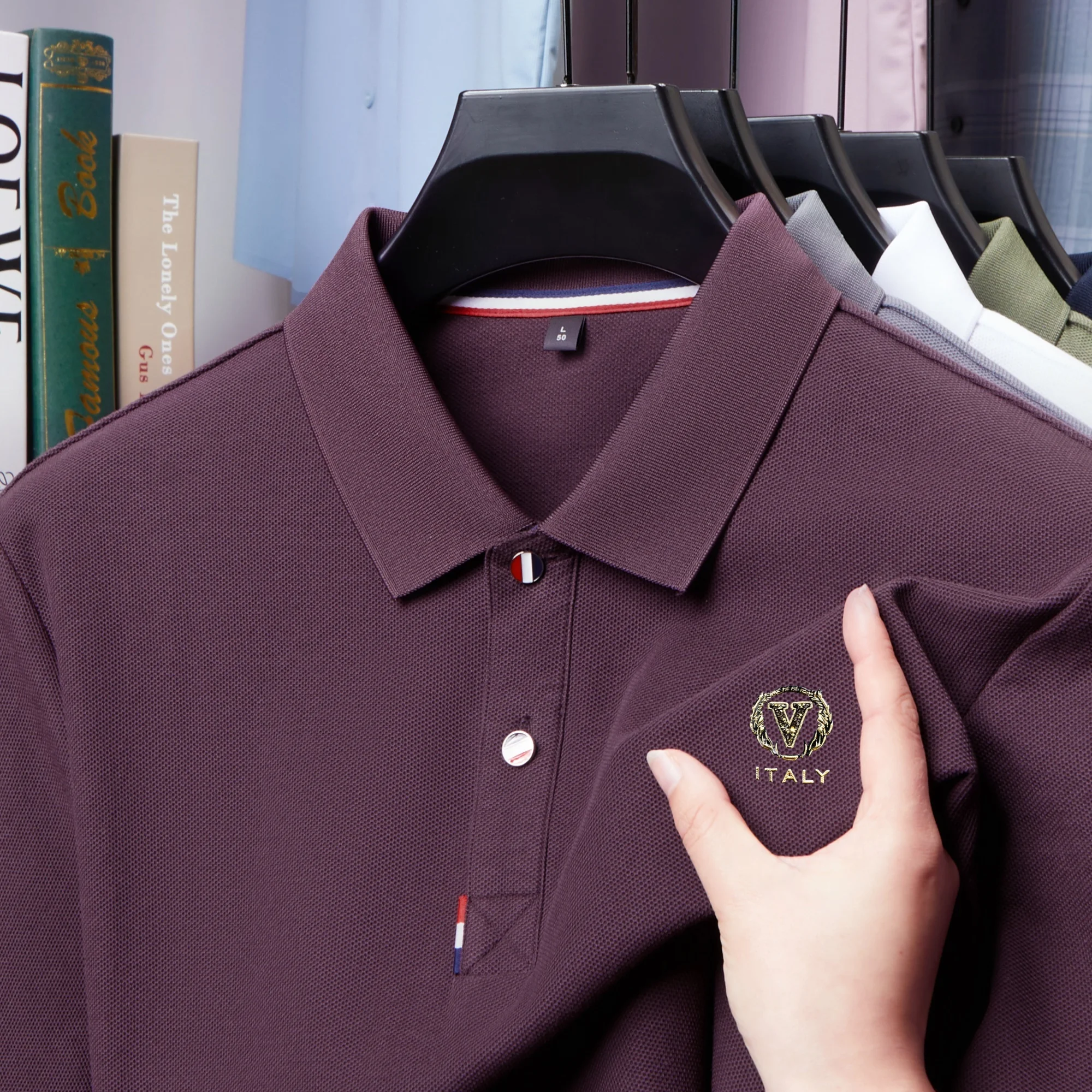 

100% pure cotton summer mens golf polo shirt new luxury custom relief design short sleeve high-quality comfort breathable Tshirt