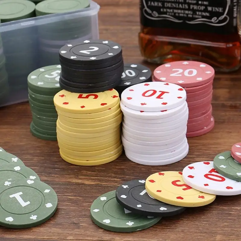 U2JB 100Pcs/pack Plastic Chip Gambling Chip Set Professional Casinos Chip European Chip Set Round Coin Set