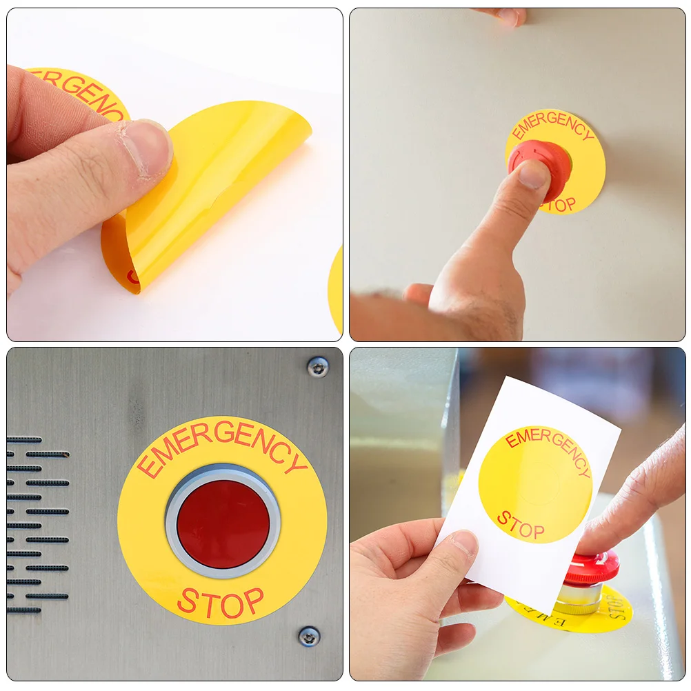10 Pcs Emergency Stop Label Decals Equipment for Sticker Caution Stickers Signs PVC Shut-off