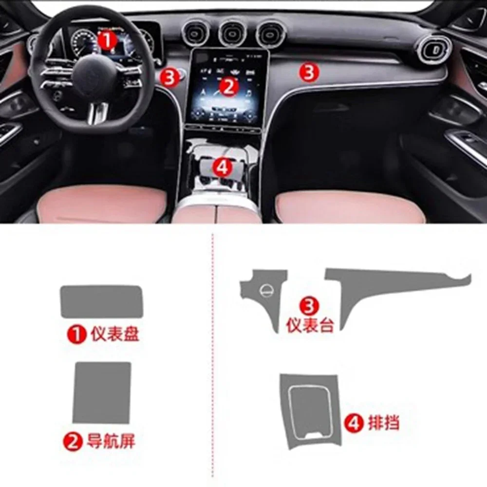 Für Mercedes Benz C Klasse W205 C200 W204 W206 TPU Anti-Kratzer Autotür Mittel konsole Medien Armaturen brett Navigations schutz Film