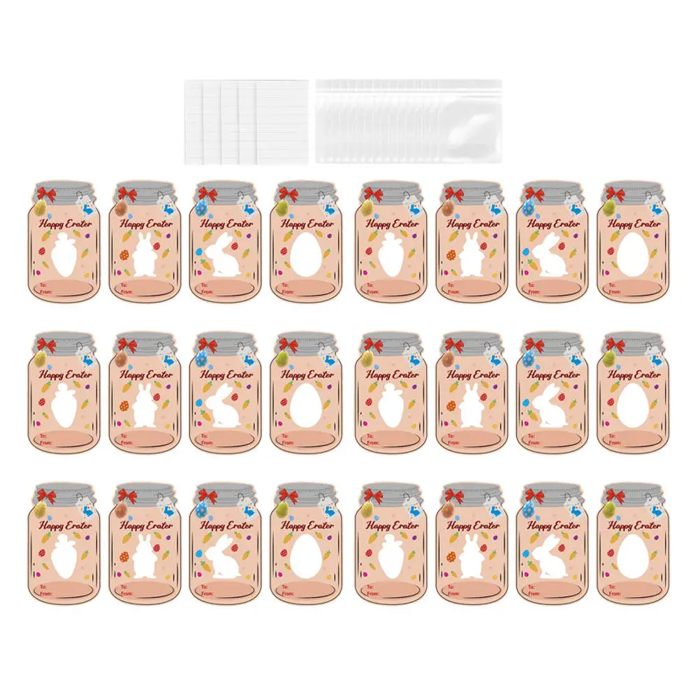 

24Pcs Classic Easter Rabbit Egg Paper Greeting Cards Thoughtful Blessing Cards for Kids Adults Easter Celebration Gift Exchange