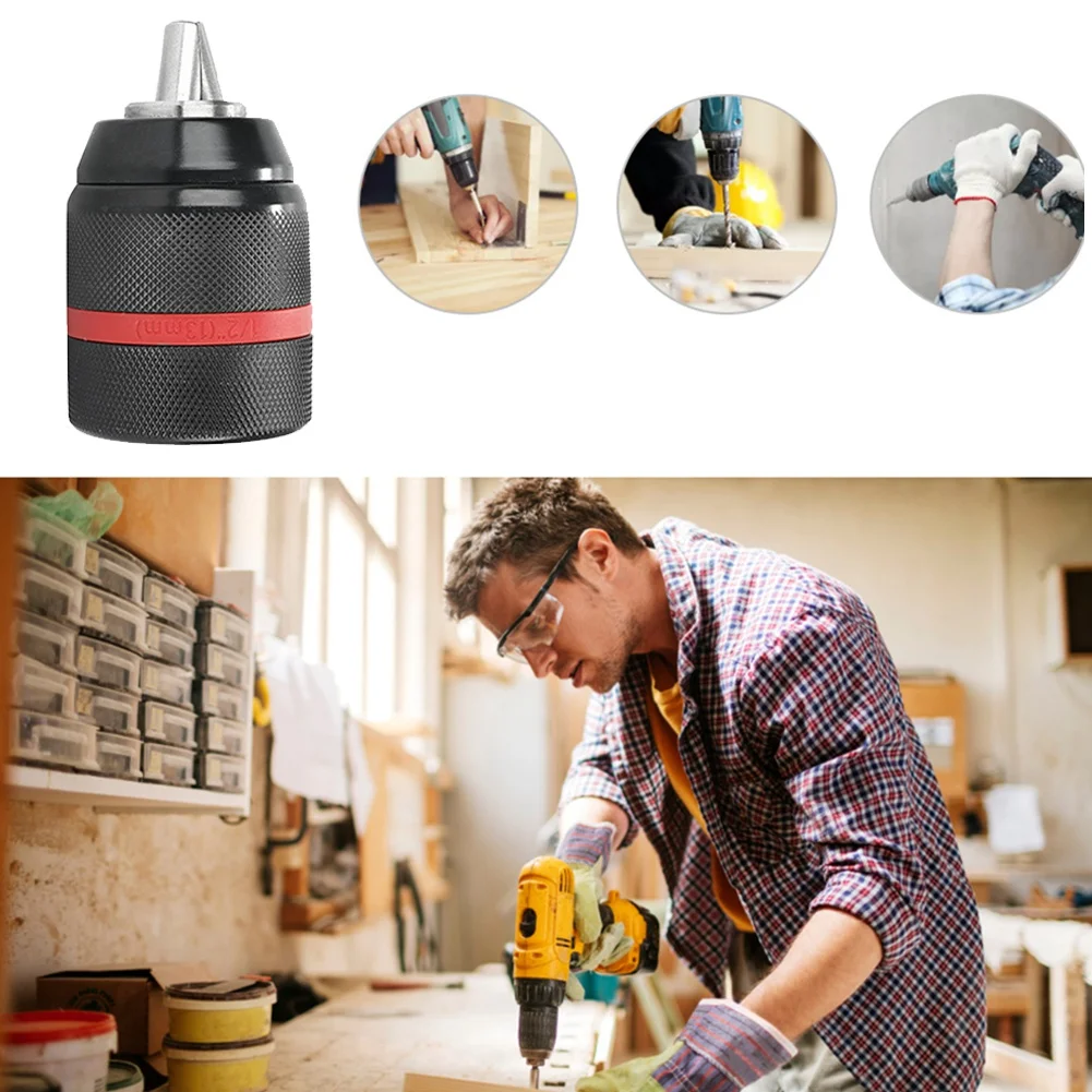 X59A_Metal Heavy Duty 2-13mm Keyless Drill Chuck Converter Self-Tighten