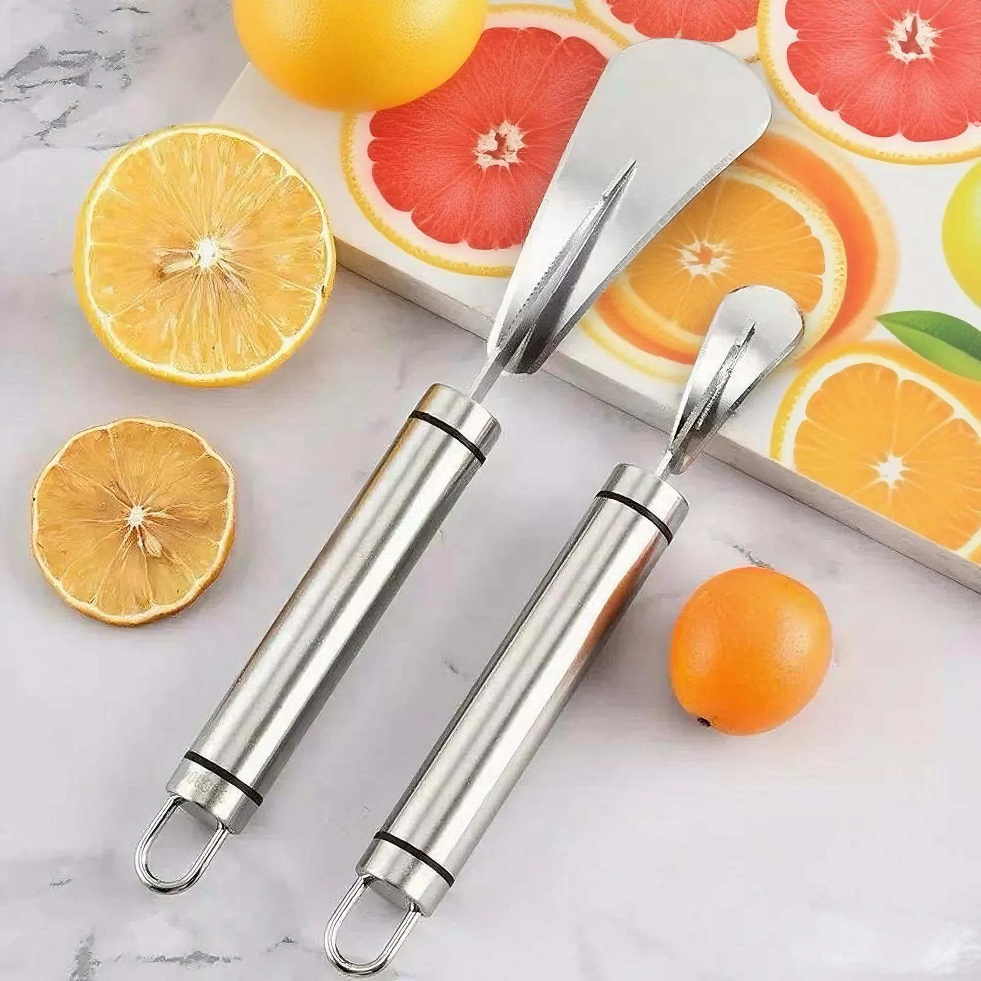 Stainless Steel Orange Peeler Tool Citrus Fruit Slicer Cutter with Ergonomic Handle Kitchen Gadget