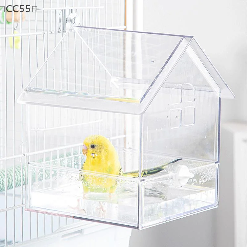 [CC5.] وحدة تغذية الببغاء المعلقة تمنع التناثر وعاء تغذية الطيور متعدد الوظائف حمام الطيور الببغاوات حوض الاستحمام قفص الطيور الملحقات